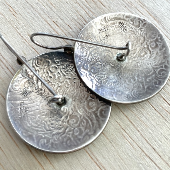 Silpada Sterling Silver Asian Dragon Etched Disc Earrings W1228 - Picture 3 of 4